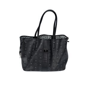 MCM Black Leather Visetos Reversible Liz Tote Bag